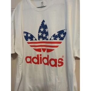 Adidas Patriotic Shirt L Preowned Stars Stripes Red White Blue BG20